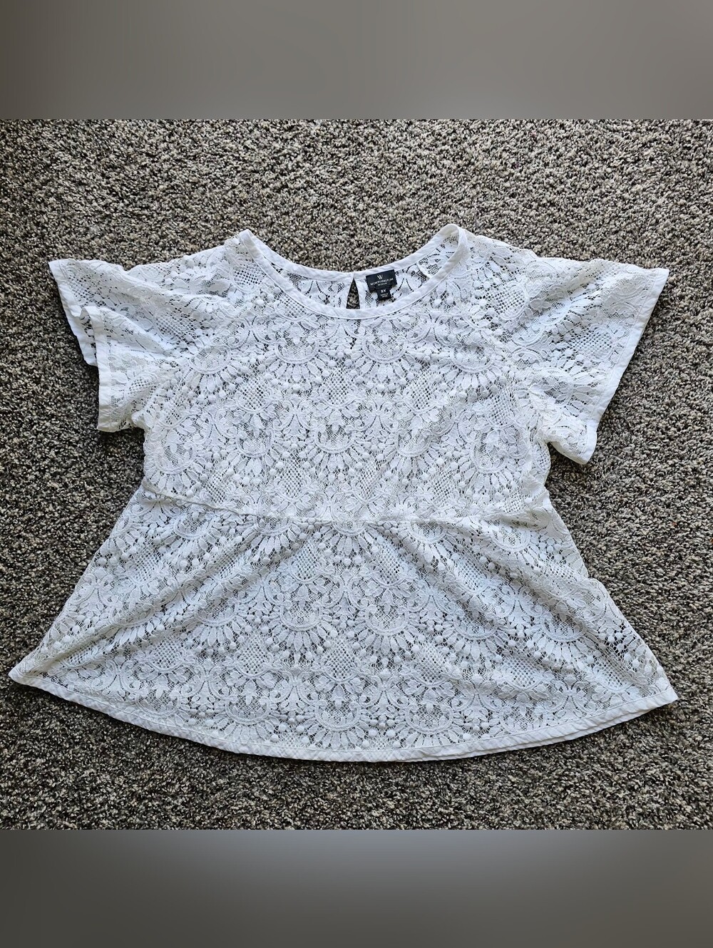 Worthington White Lace Short Sleeve Blouse
